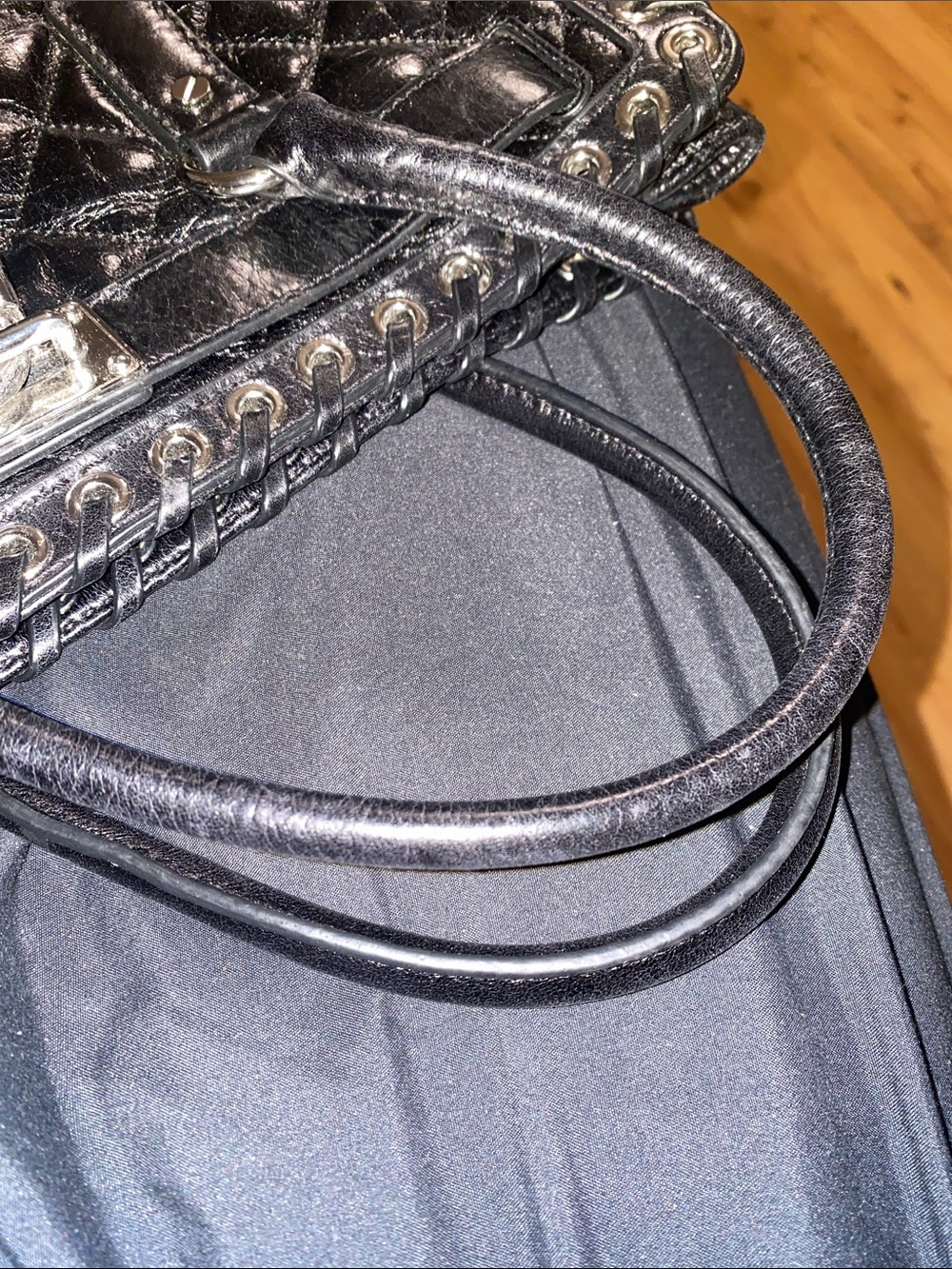 Michael Kors Black Quilted Satchel with Chain-Trim - Picture 5 of 7